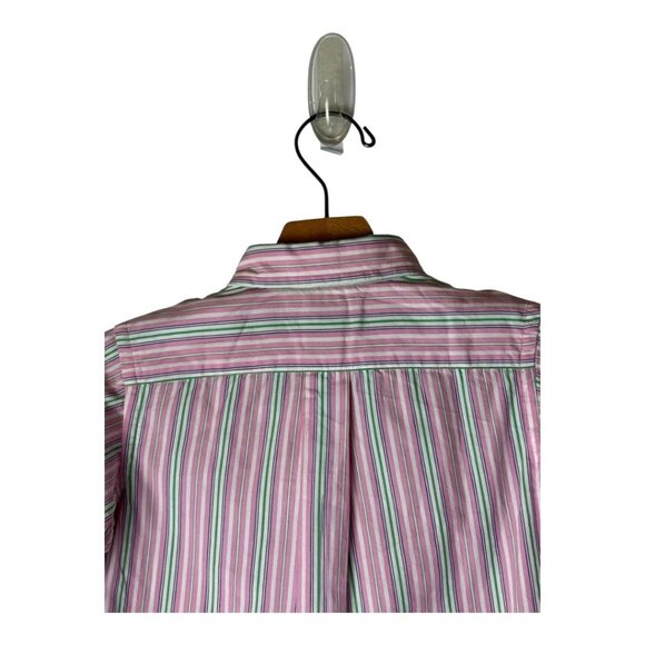 Ralph Lauren Shirt Boys 4 Pink Green Stripe Cotton Button Down Preppy NWT - Picture 4 of 9